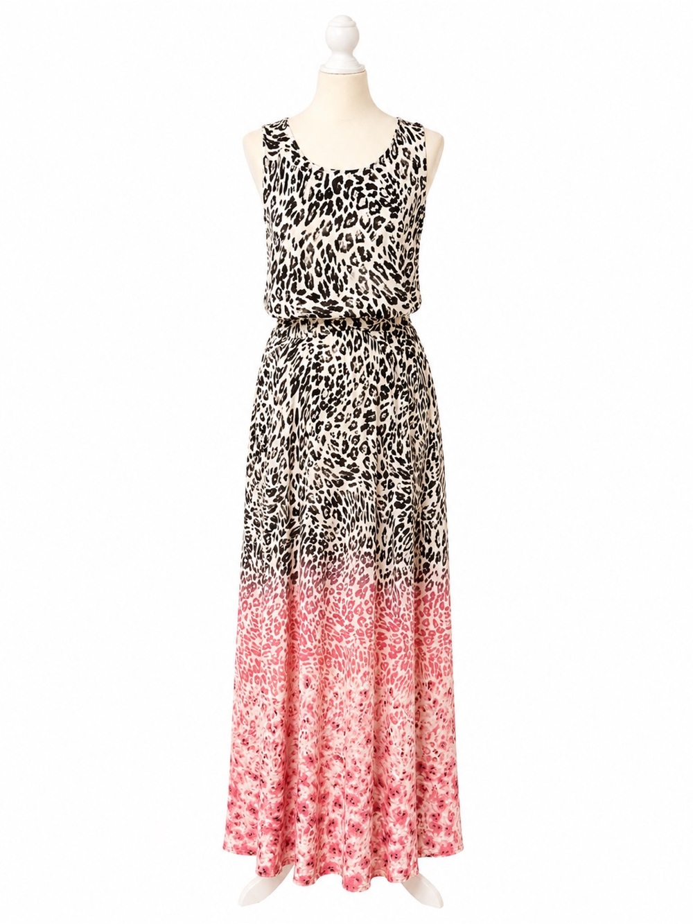 H&M Sleeveless Maxi Dress Womens Size 4 Animal Print Pink Ombre Open Back